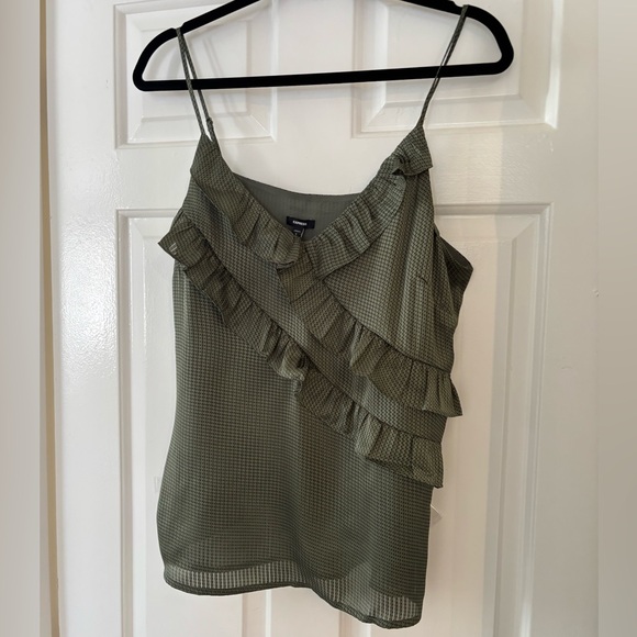 Express Olive Polka Dot Ruffle Camisole - Size M - NWT - Picture 2 of 6